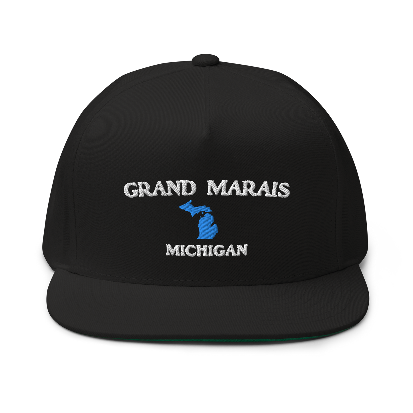 'Grand Marais Michigan' Flat Bill Snapback (w/ Michigan Outline)