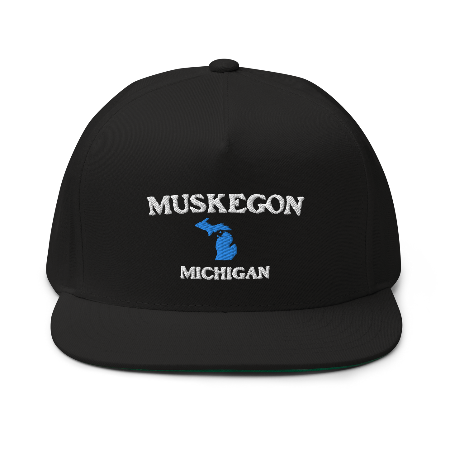 'Muskegon Michigan' Flat Bill Snapback (w/ Michigan Outline)