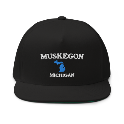 'Muskegon Michigan' Flat Bill Snapback (w/ Michigan Outline)