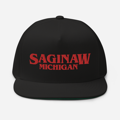 'Saginaw Michigan' Flat Bill Snapback (1980s Drama Parody)