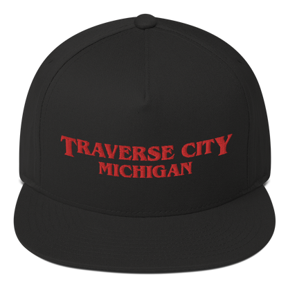 'Traverse City Michigan' Flat Bill Snapback (1980s Drama Parody)