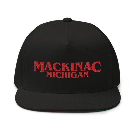 'Mackinac Michigan' Flat Bill Snapback (1980s Drama Parody)