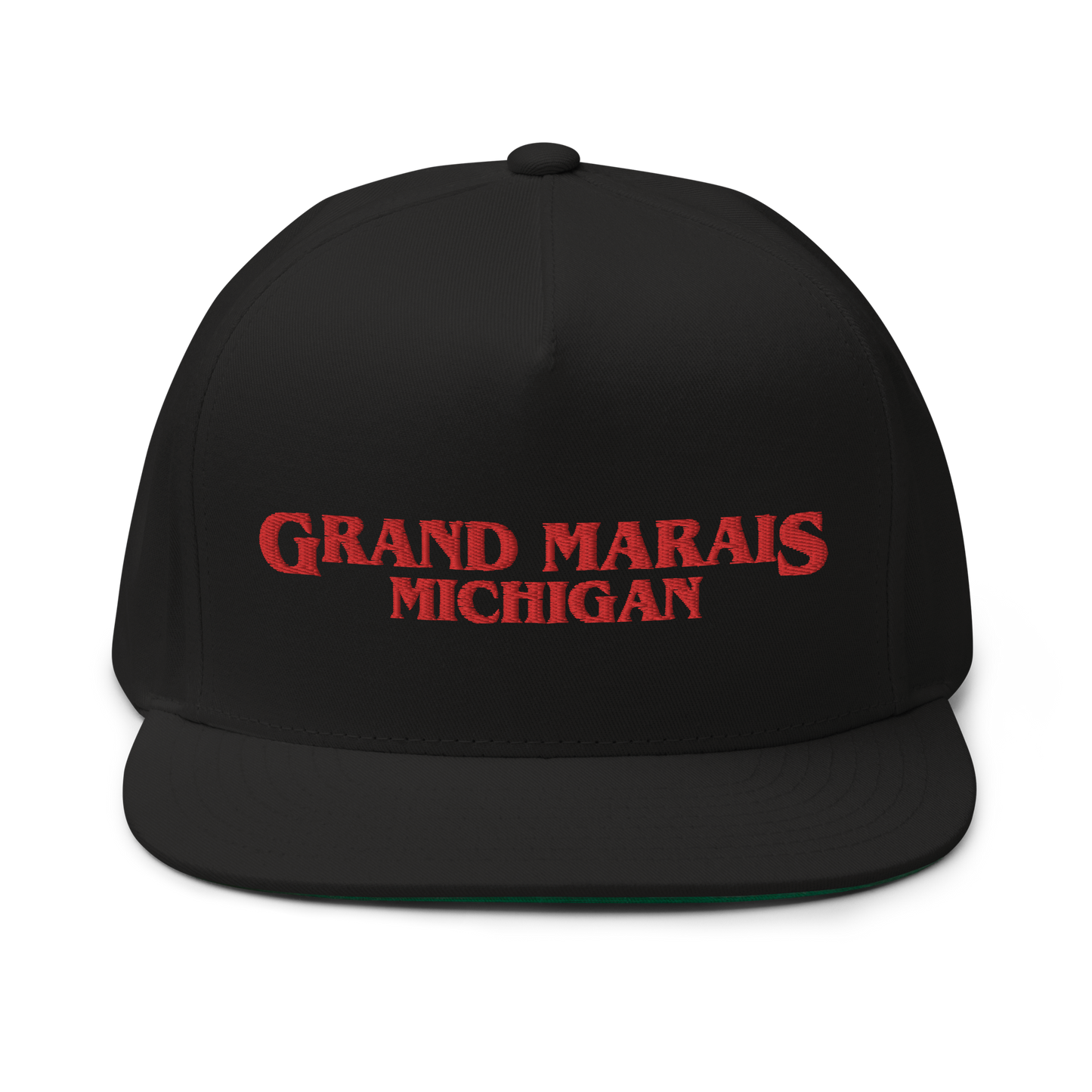 'Grand Marais Michigan' Flat Bill Snapback (1980s Drama Parody)