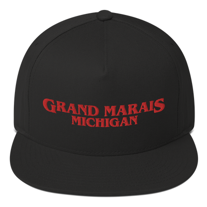 'Grand Marais Michigan' Flat Bill Snapback (1980s Drama Parody)