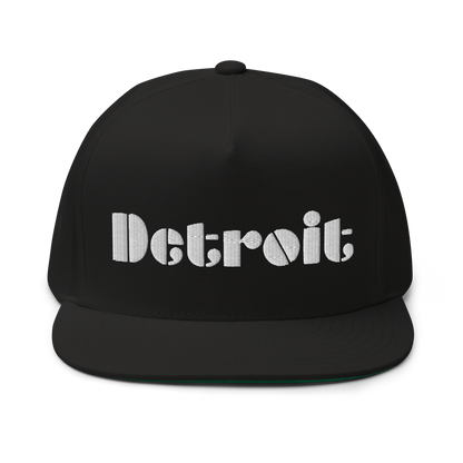 'Detroit' Flat Bill Snapback | White/Black Embridery