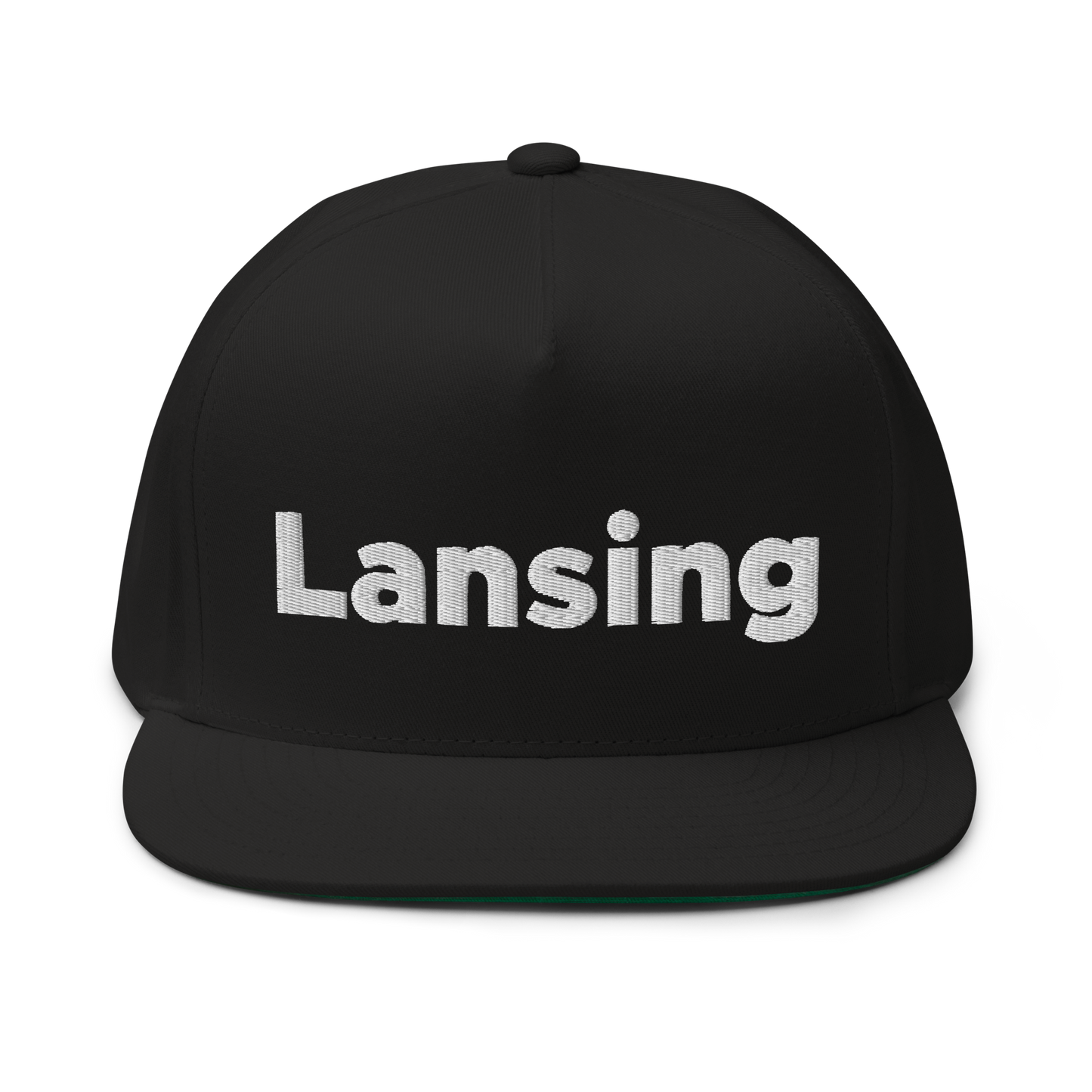 'Lansing' Flat Bill Snapback | White/Black Embroidery