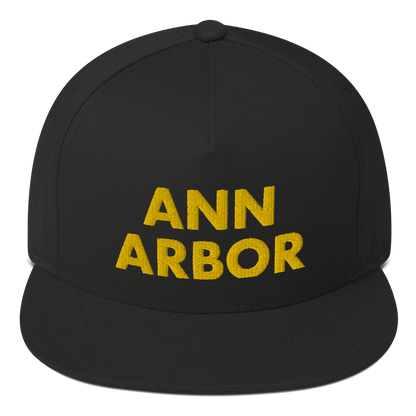 'Ann Arbor' Flat Bill Snapback | Gold Embroidery