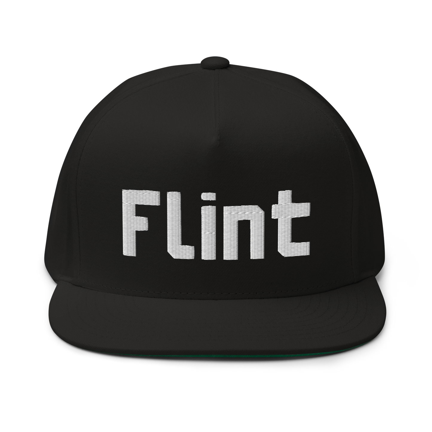 'Flint' Flat Bill Snapback | White/Black Embroidery