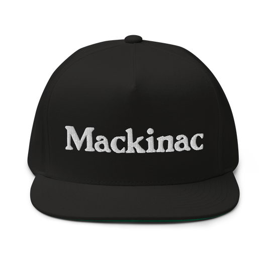 'Mackinac' Flat Bill Cap | White/Black Embroidery