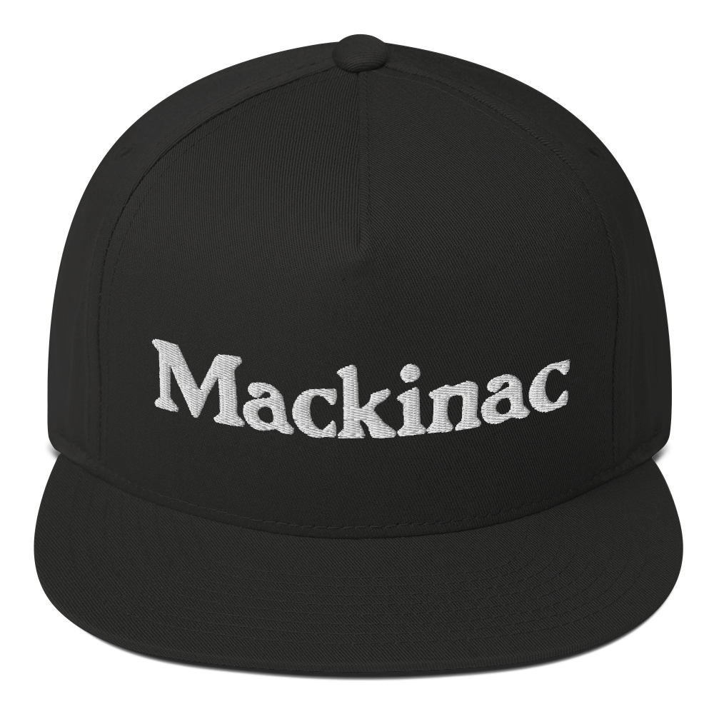 'Mackinac' Flat Bill Cap | White/Black Embroidery