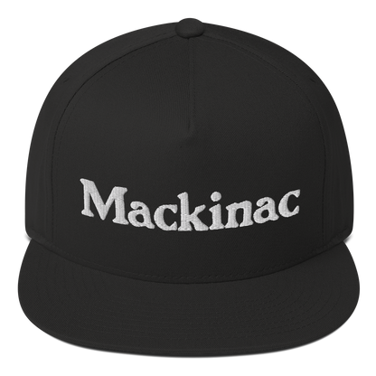 'Mackinac' Flat Bill Cap | White/Black Embroidery