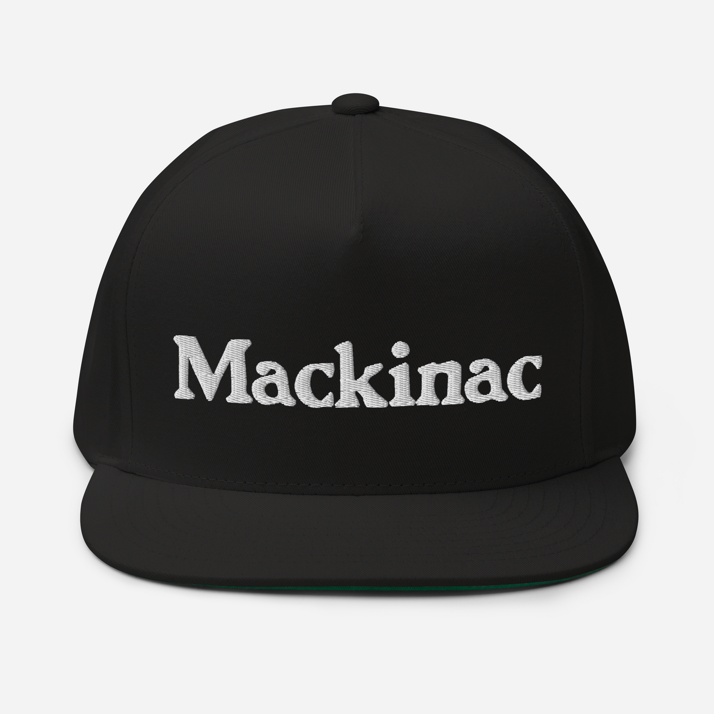 'Mackinac' Flat Bill Cap | White/Black Embroidery