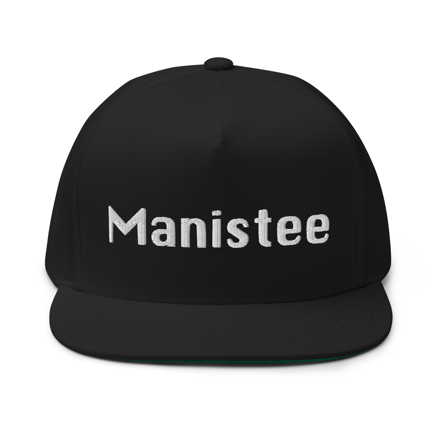 'Manistee' Flat Bill Snapback | White/Black Embroidery