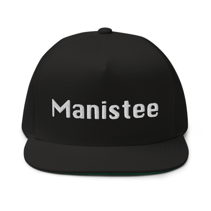 'Manistee' Flat Bill Snapback | White/Black Embroidery