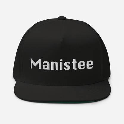 'Manistee' Flat Bill Snapback | White/Black Embroidery