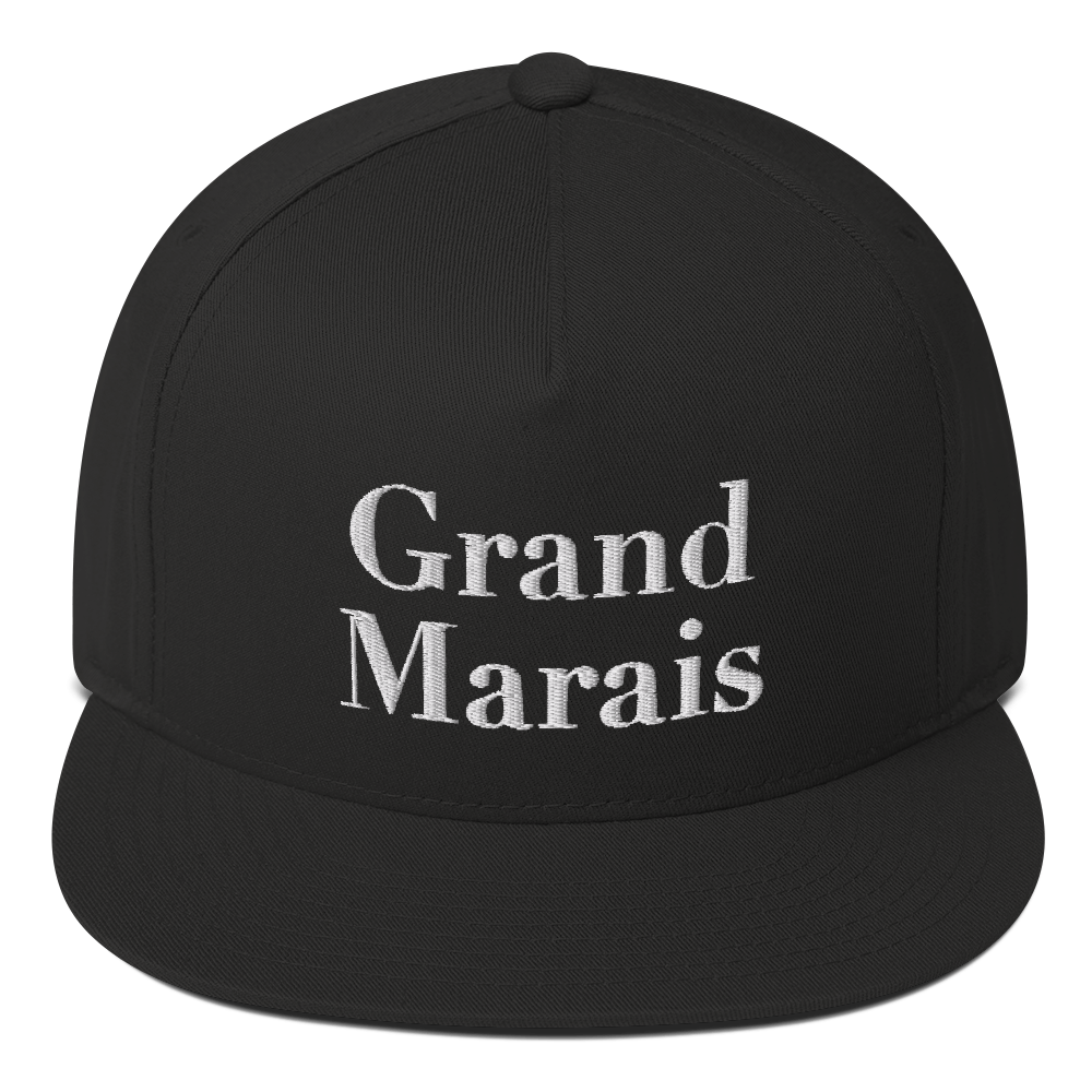 'Grand Marais' Flat Bill Snapback | White/Black Embroidery