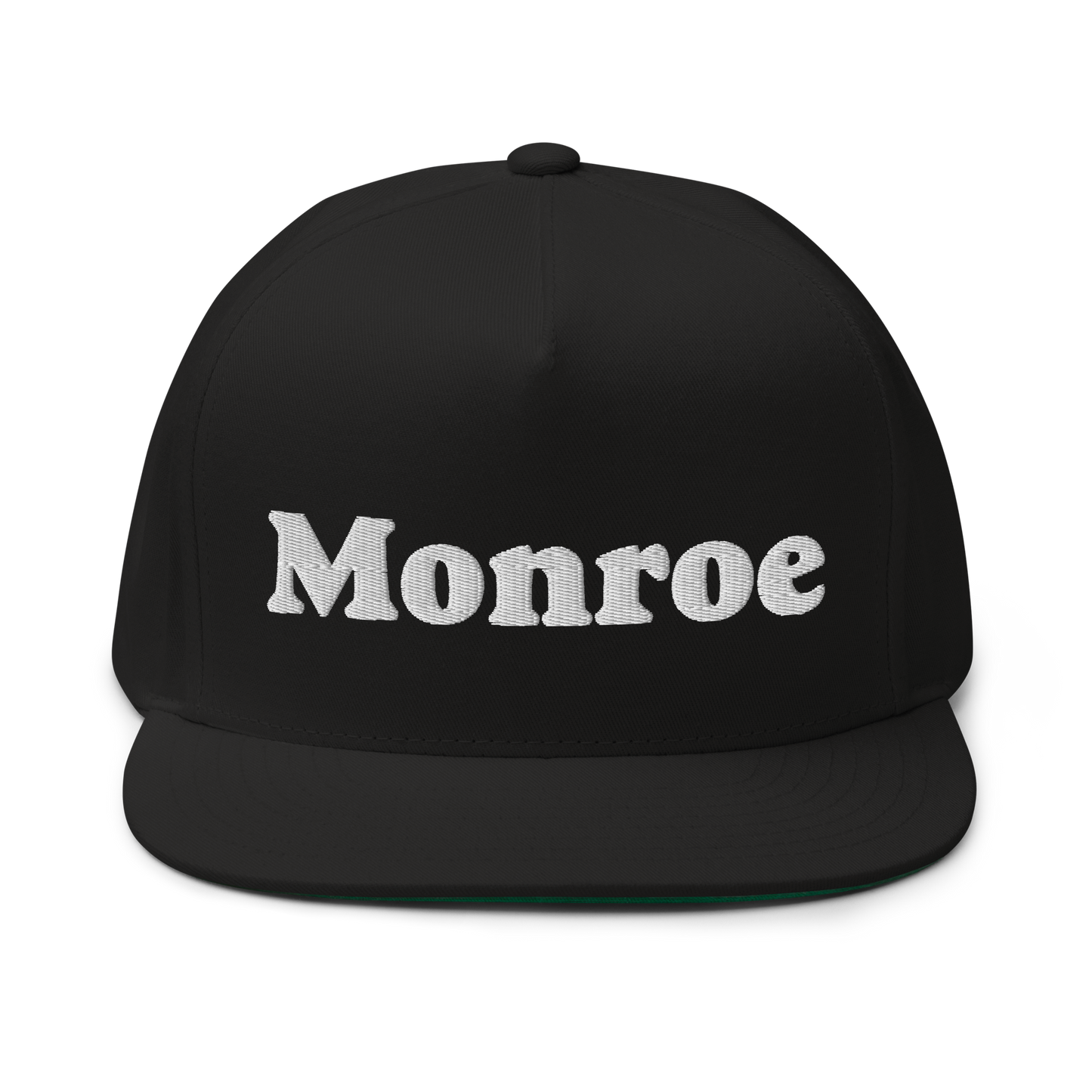 'Monroe' Flat Bill Snapback | White/Black Embroidery