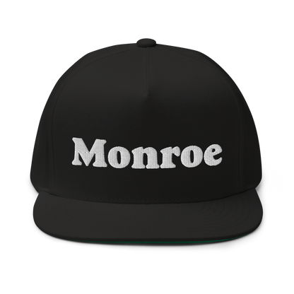 'Monroe' Flat Bill Snapback | White/Black Embroidery