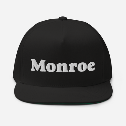 'Monroe' Flat Bill Snapback | White/Black Embroidery