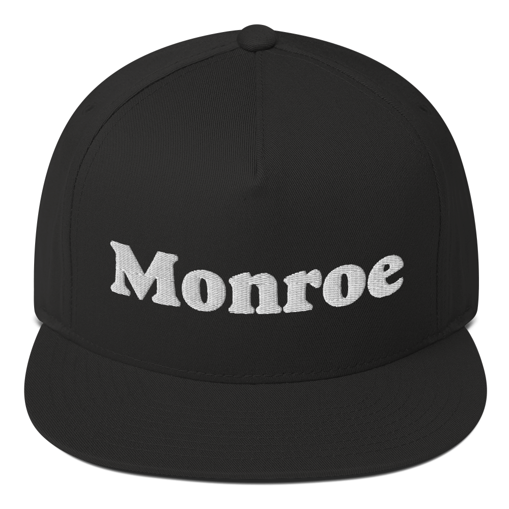 'Monroe' Flat Bill Snapback | White/Black Embroidery