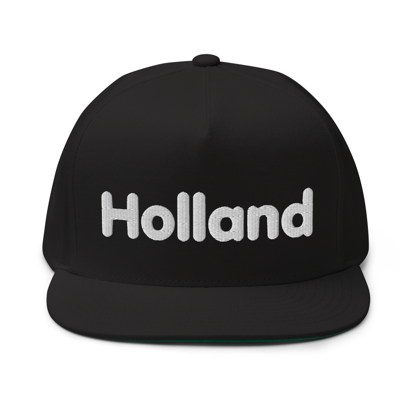 'Holland' Flat Bill Snapback | White/Black Embroidery