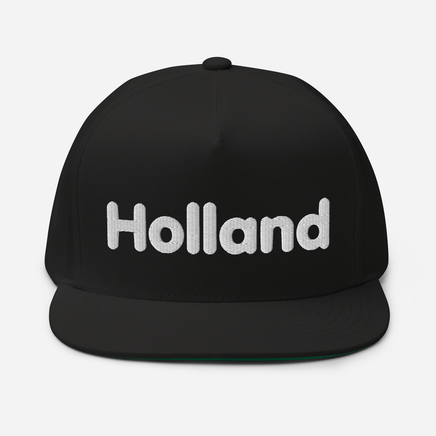 'Holland' Flat Bill Snapback | White/Black Embroidery