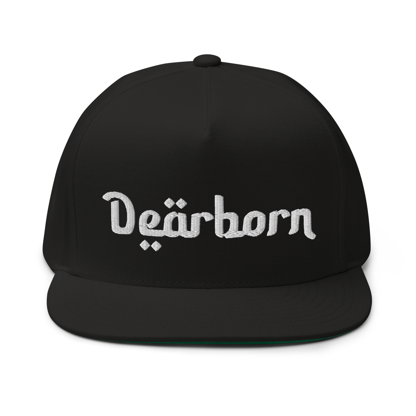 'Dearborn' Flat Bill Snapback | White/Black Embroidery