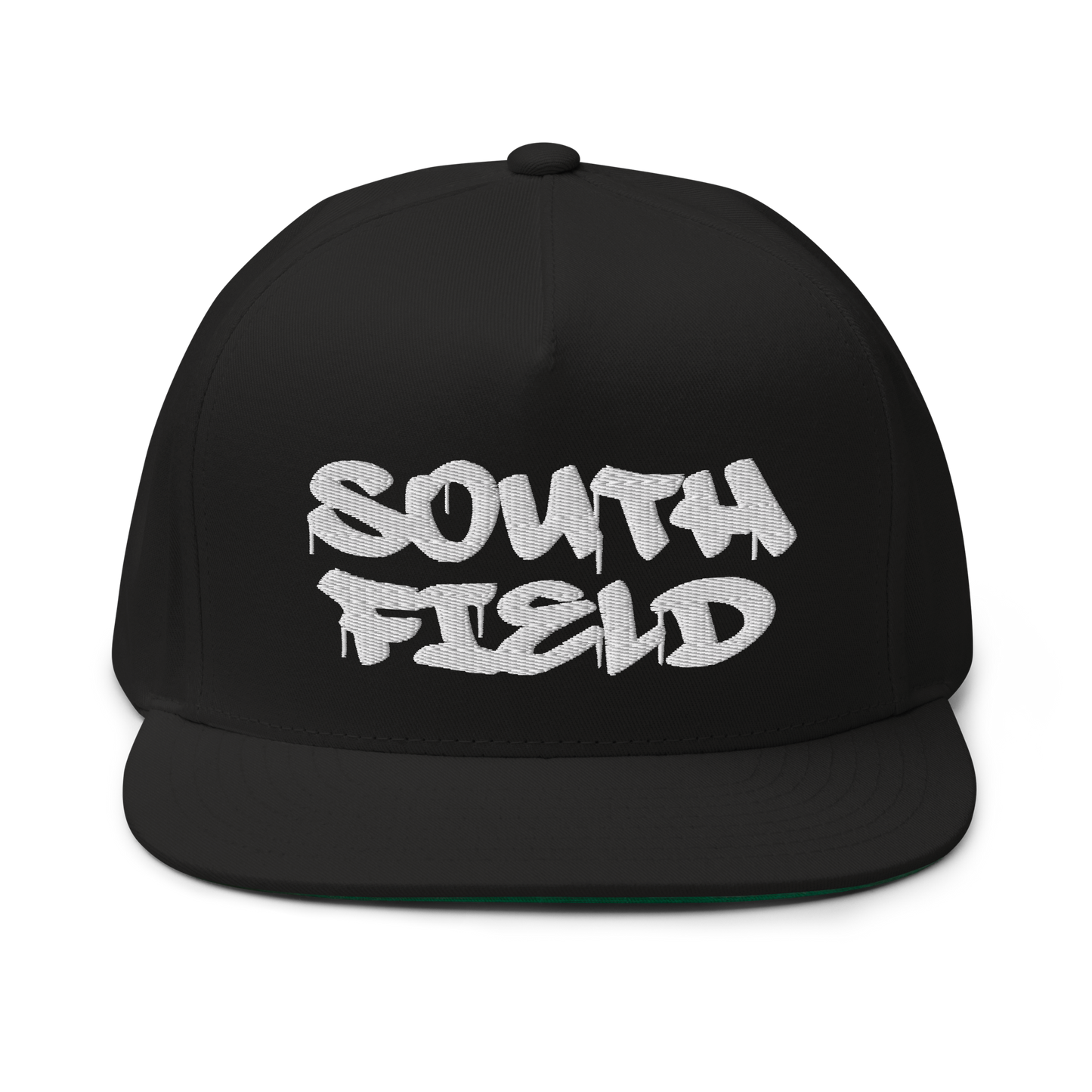 'Southfield' Flat Bill Snapback | White/Black Embroidery