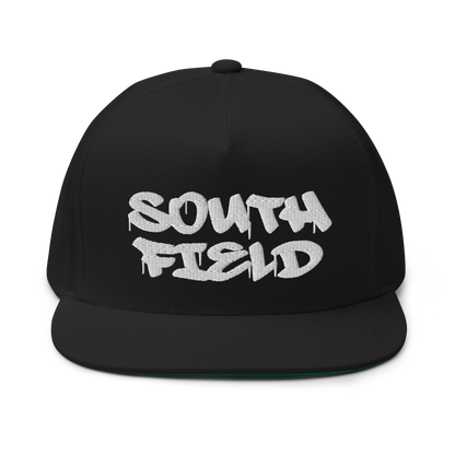 'Southfield' Flat Bill Snapback | White/Black Embroidery