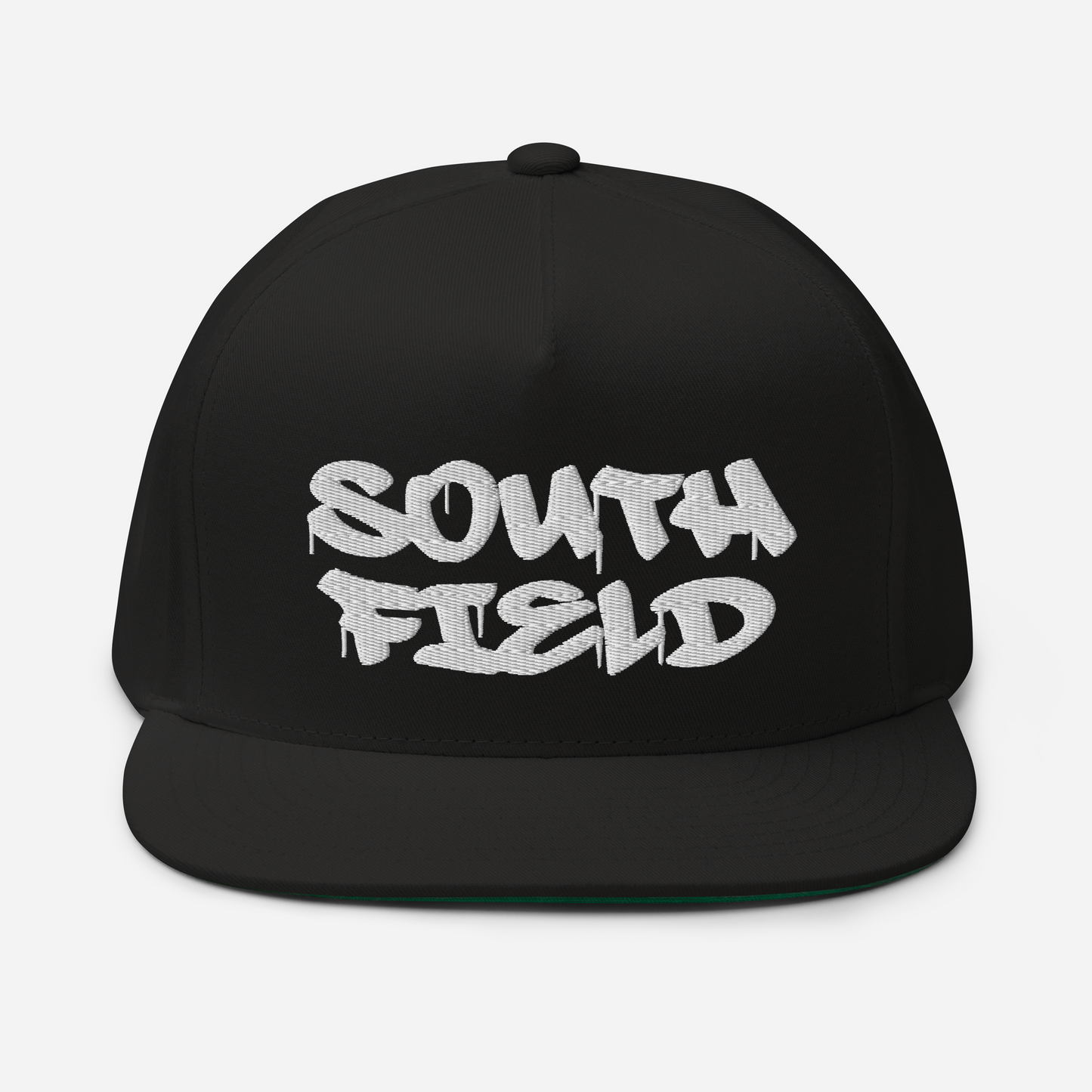 'Southfield' Flat Bill Snapback | White/Black Embroidery