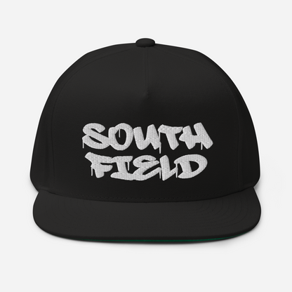 'Southfield' Flat Bill Snapback | White/Black Embroidery