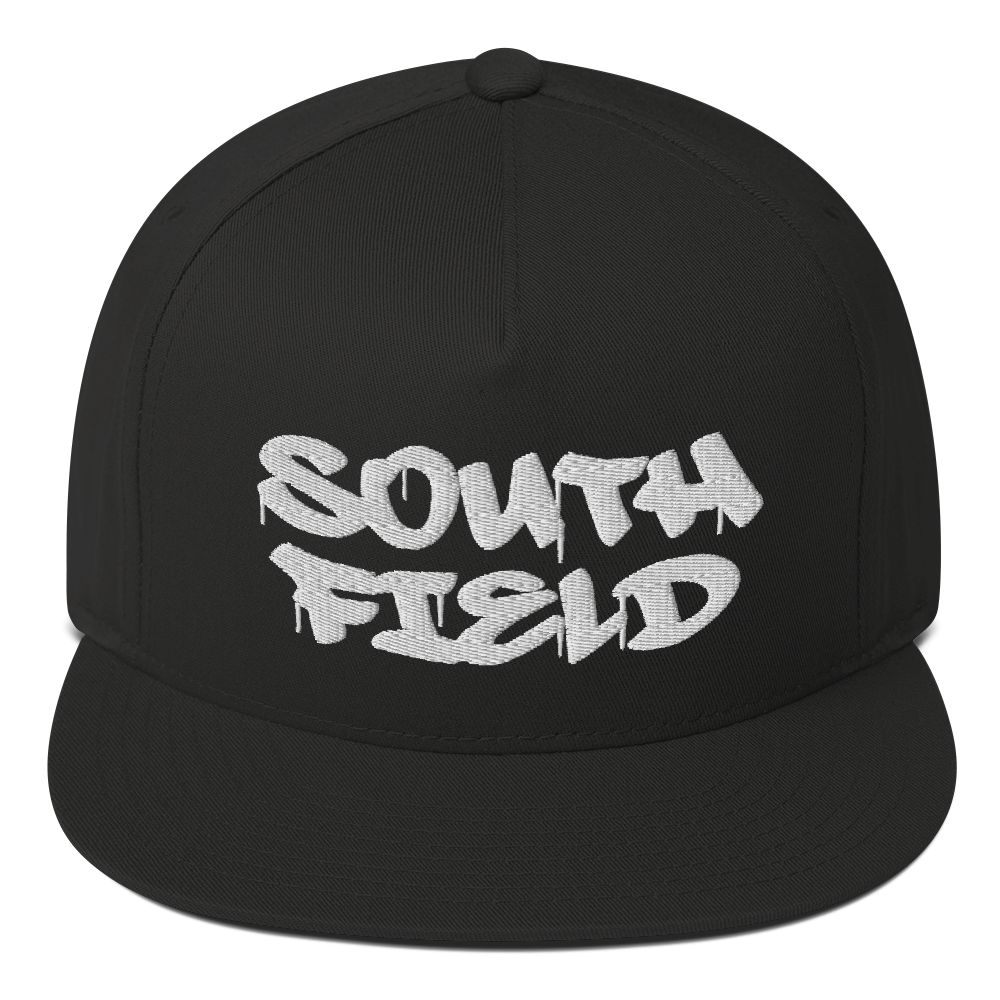 'Southfield' Flat Bill Snapback | White/Black Embroidery