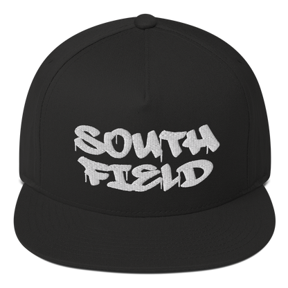 'Southfield' Flat Bill Snapback | White/Black Embroidery