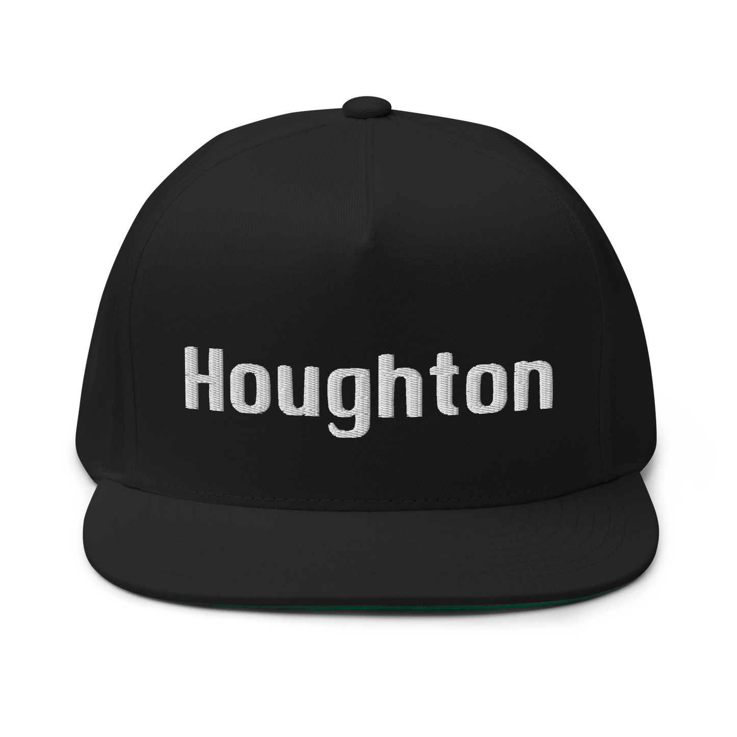 'Houghton' Flat Bill Snapback | White/Black Embroidery