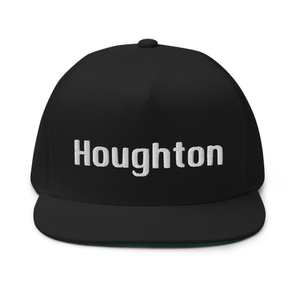 'Houghton' Flat Bill Snapback | White/Black Embroidery