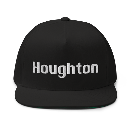 'Houghton' Flat Bill Snapback | White/Black Embroidery