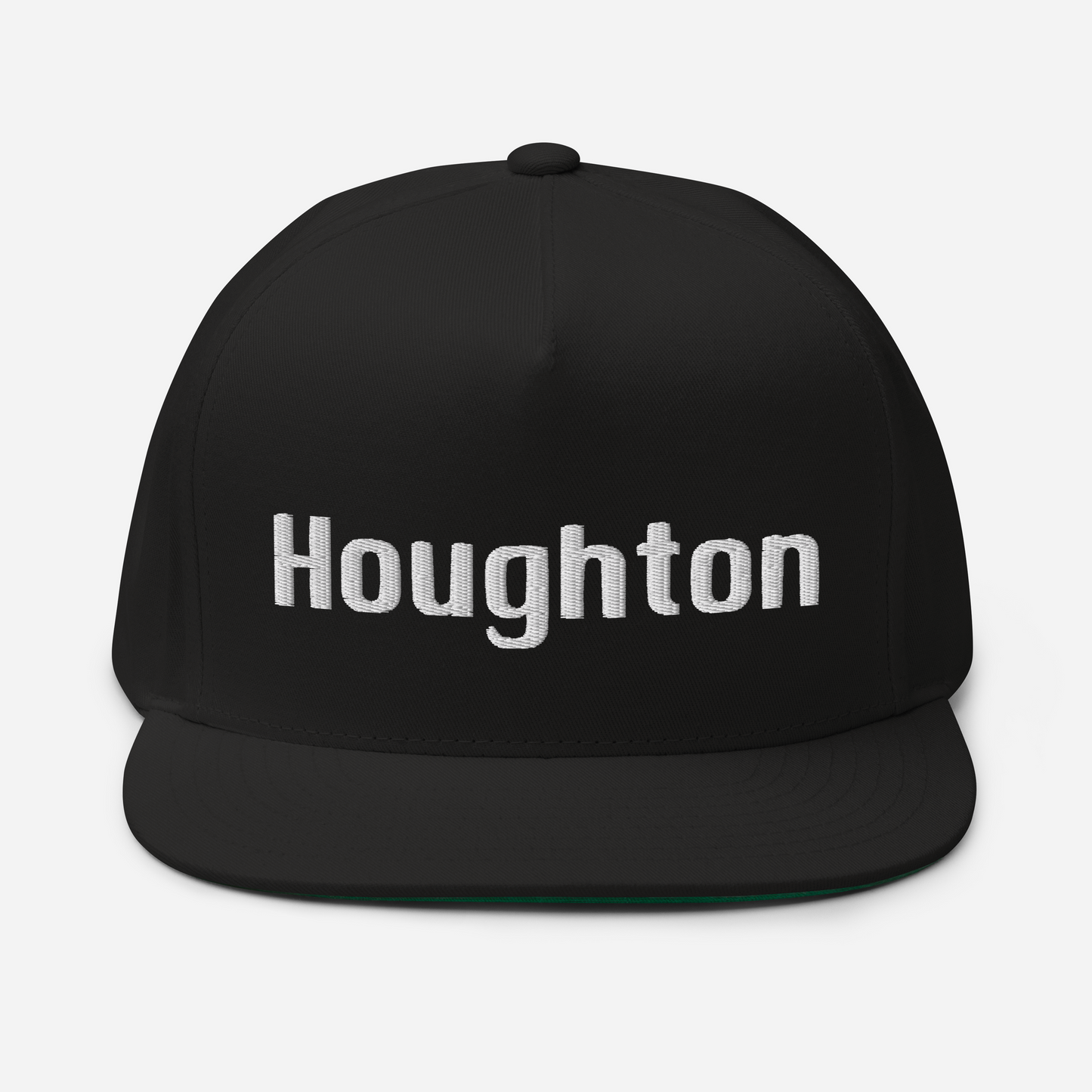 'Houghton' Flat Bill Snapback | White/Black Embroidery