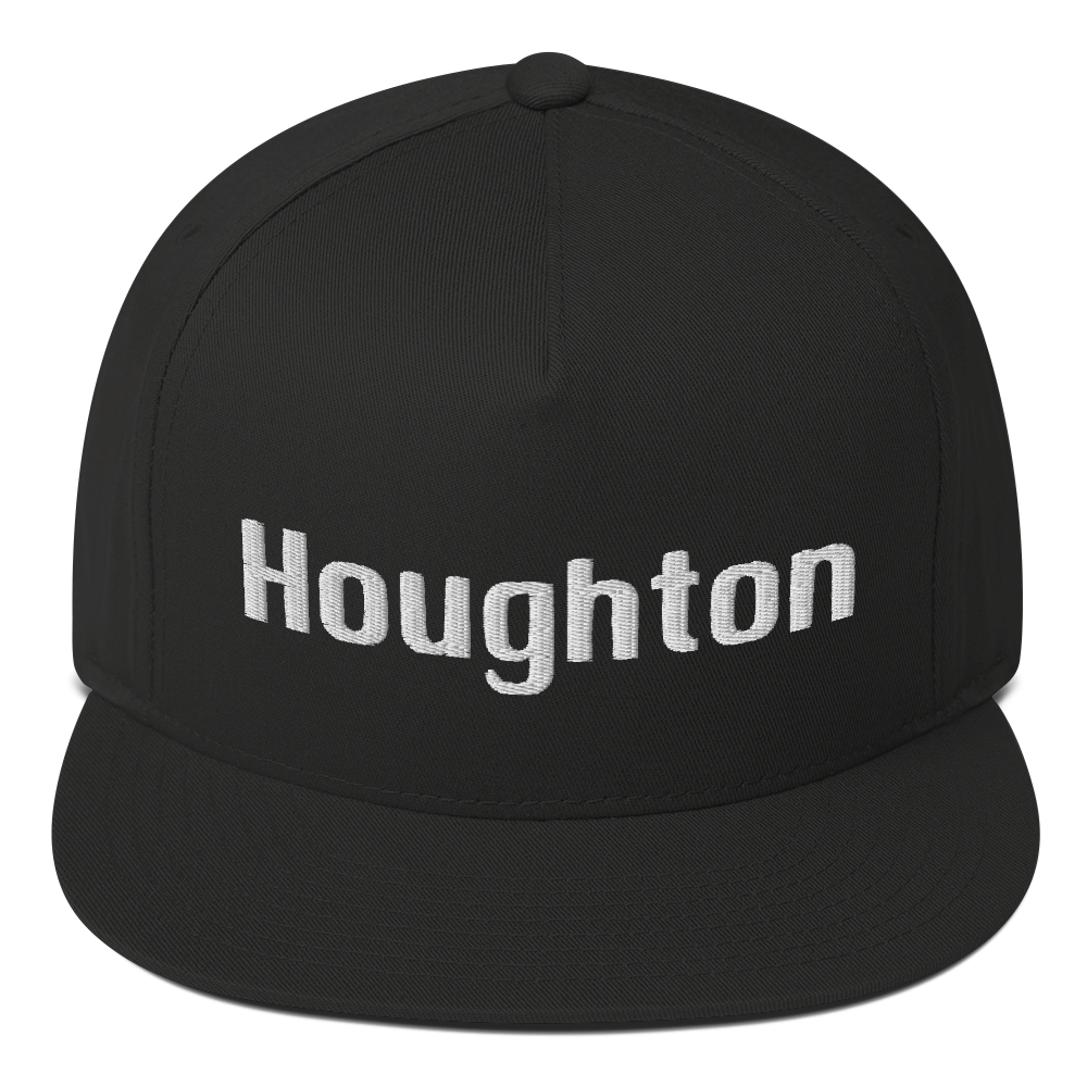 'Houghton' Flat Bill Snapback | White/Black Embroidery