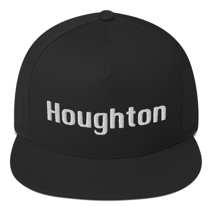 'Houghton' Flat Bill Snapback | White/Black Embroidery