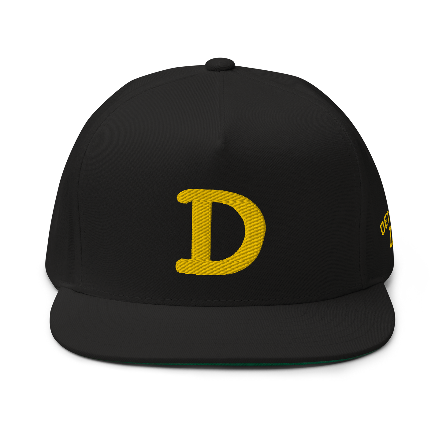 Detroit 'Old French D' Flat Bill Snapback (w/ Side Design) | Gold Embroidery