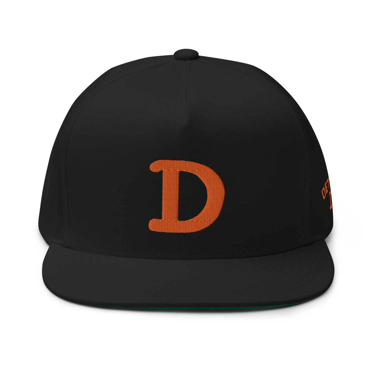 Detroit 'Old French D' Flat Bill Snapback (w/ Side Design) | Orange Embroidery