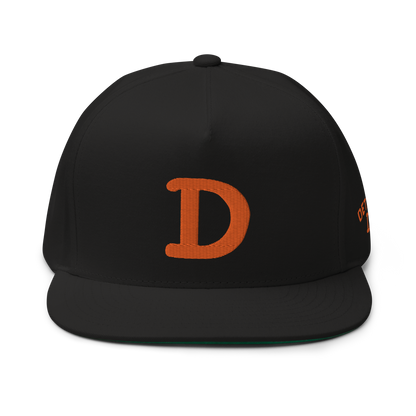 Detroit 'Old French D' Flat Bill Snapback (w/ Side Design) | Orange Embroidery