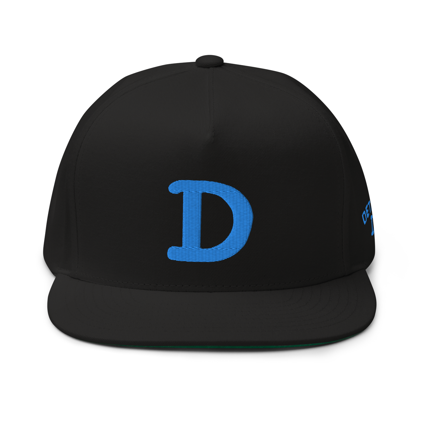 Detroit 'Old French D' Flat Bill Snapback (w/ Side Design) | Azure Embroidery