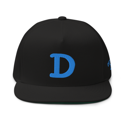 Detroit 'Old French D' Flat Bill Snapback (w/ Side Design) | Azure Embroidery