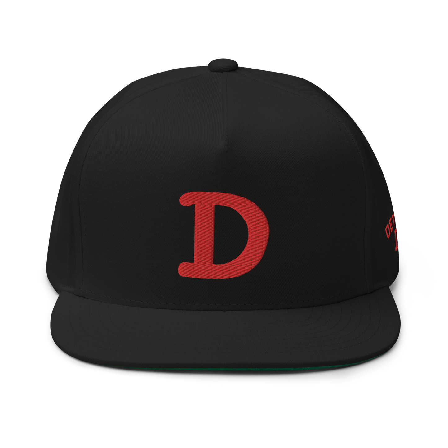 Detroit 'Old French D' Flat Bill Snapback (w/ Side Design) | Red Embroidery