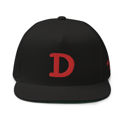 Detroit 'Old French D' Flat Bill Snapback (w/ Side Design) | Red Embroidery