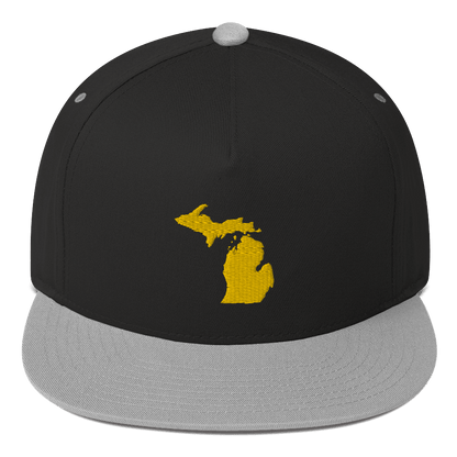 Michigan Outline Flat Bill Cap | Gold Embroidery - Circumspice Michigan