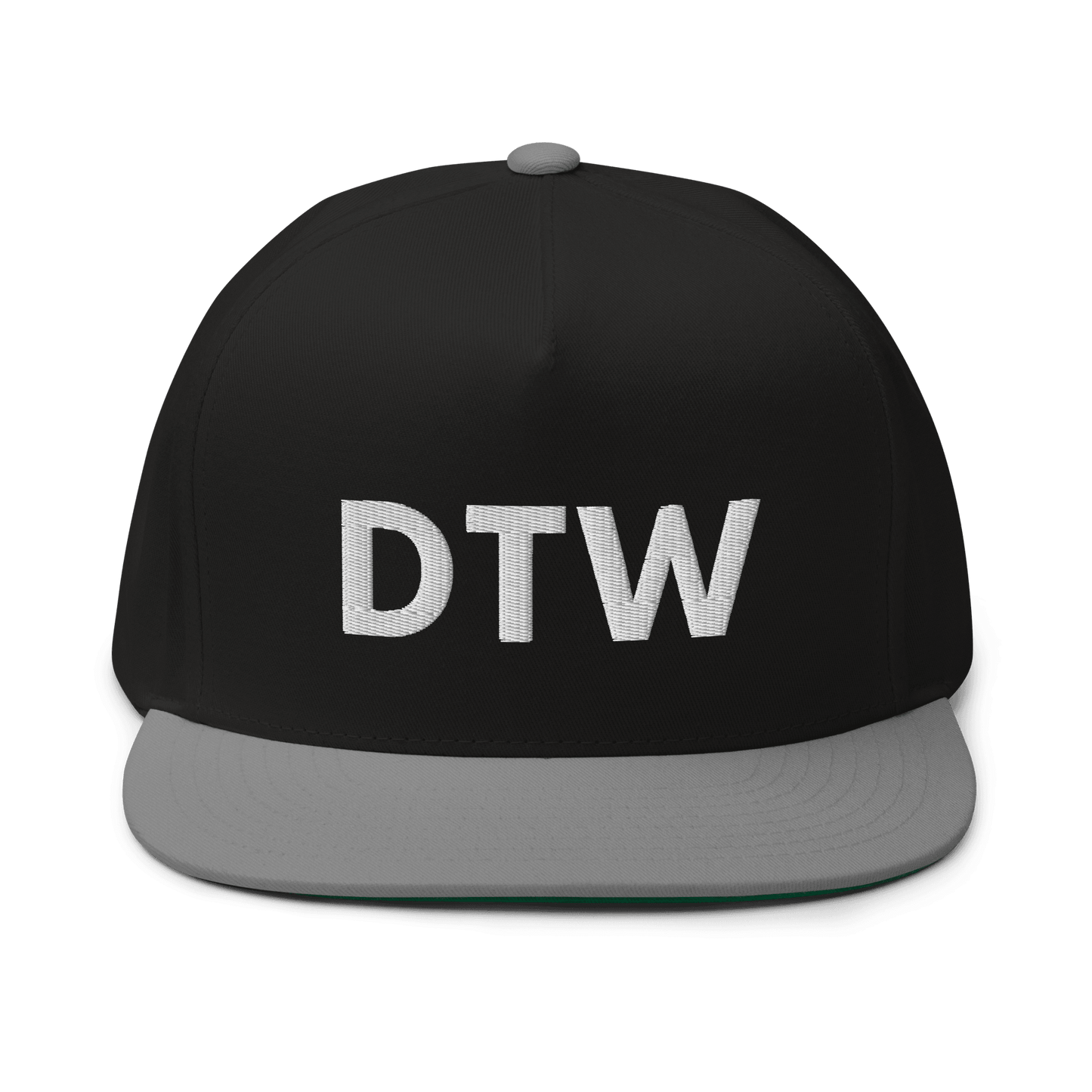 Detroit 'DTW' Flat Bill Hat | White/Black Embroidery - Circumspice Michigan