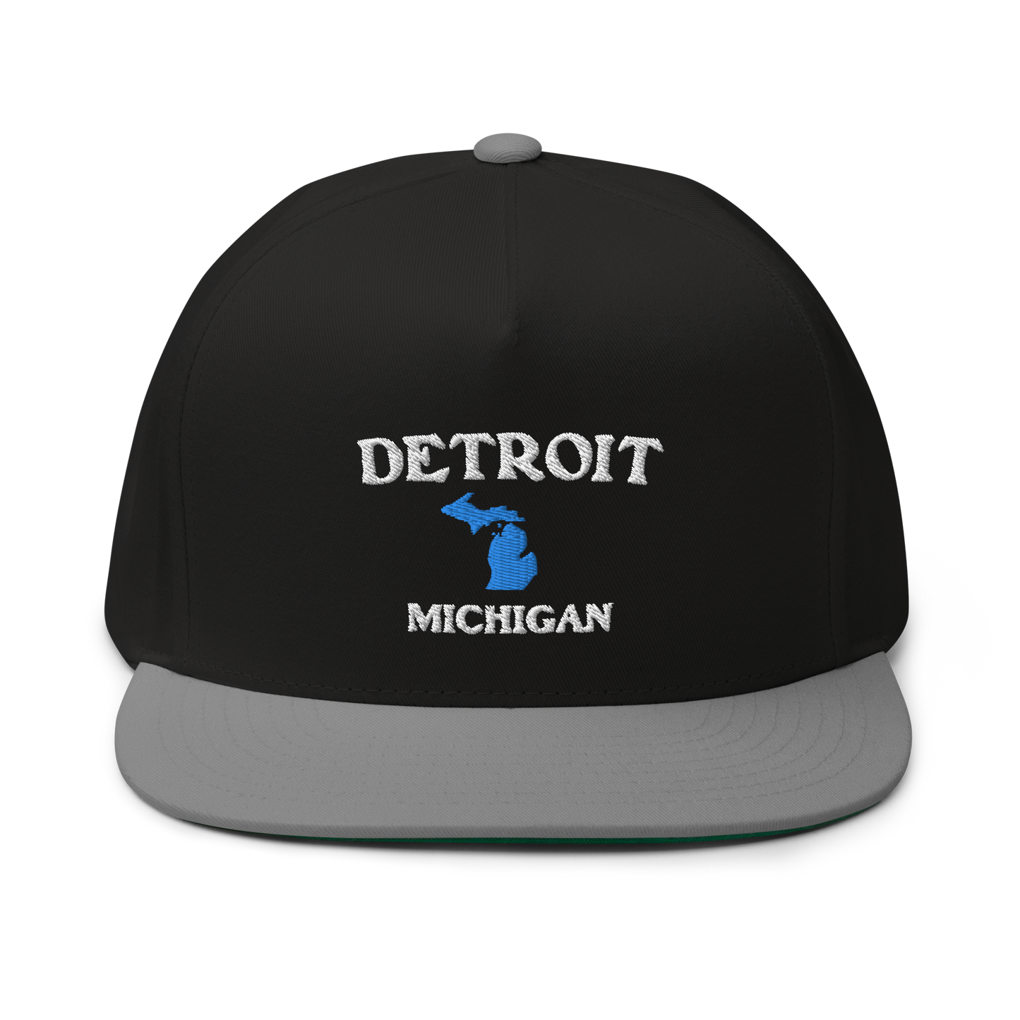 'Detroit Michigan' Flat Bill Snapback Cap (w/ Michigan Outline)