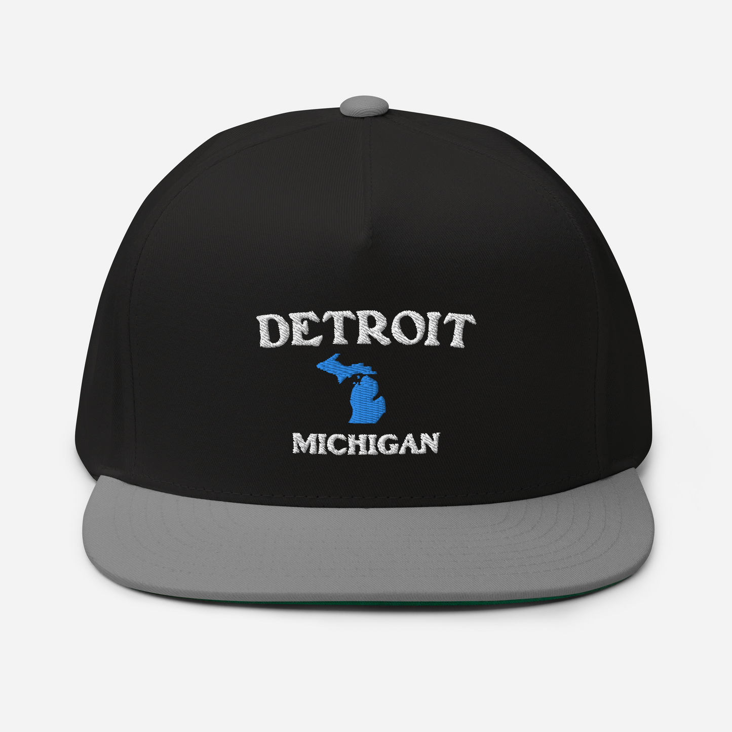 'Detroit Michigan' Flat Bill Snapback Cap (w/ Michigan Outline)